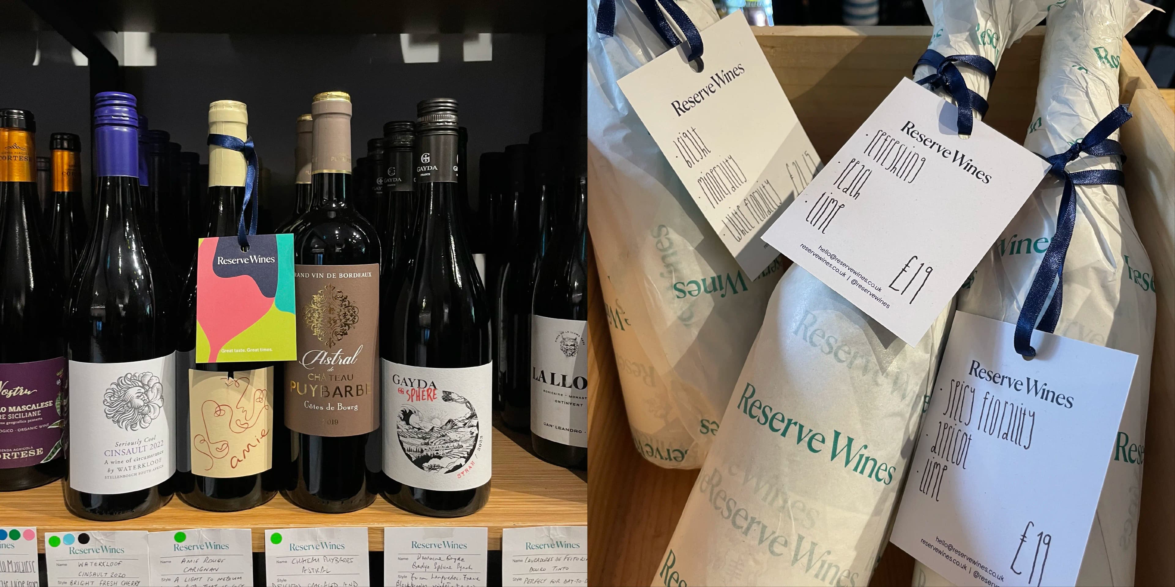 Reserve wines bottles