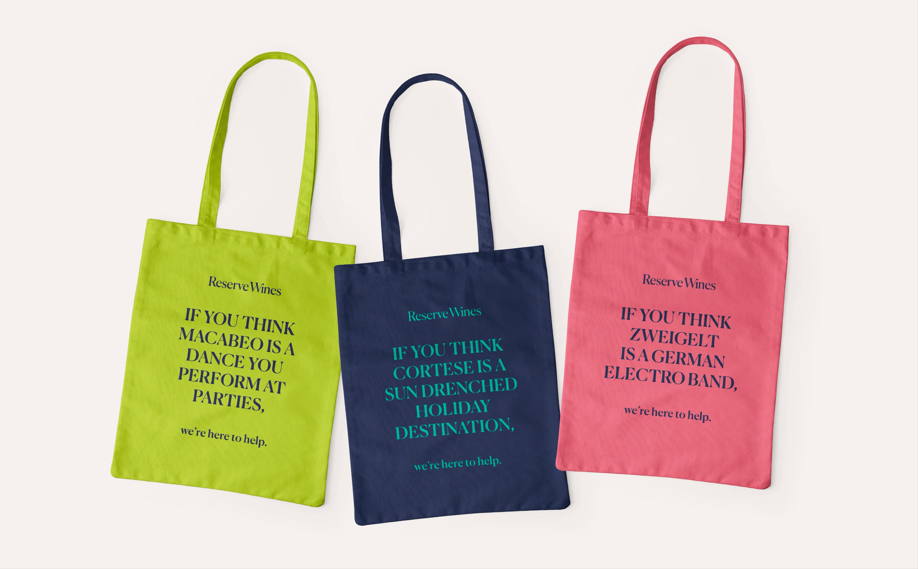 Reserve wines shopping bags