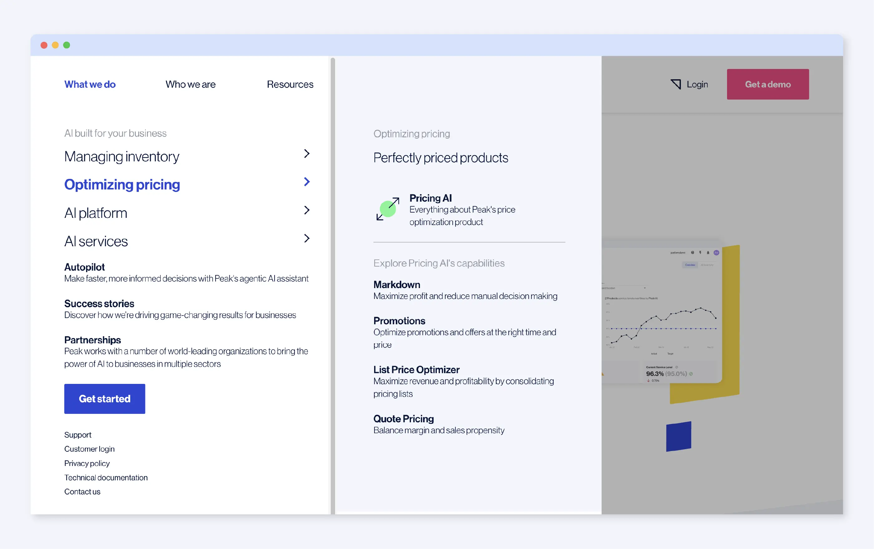 Image of the Peak website's landing page