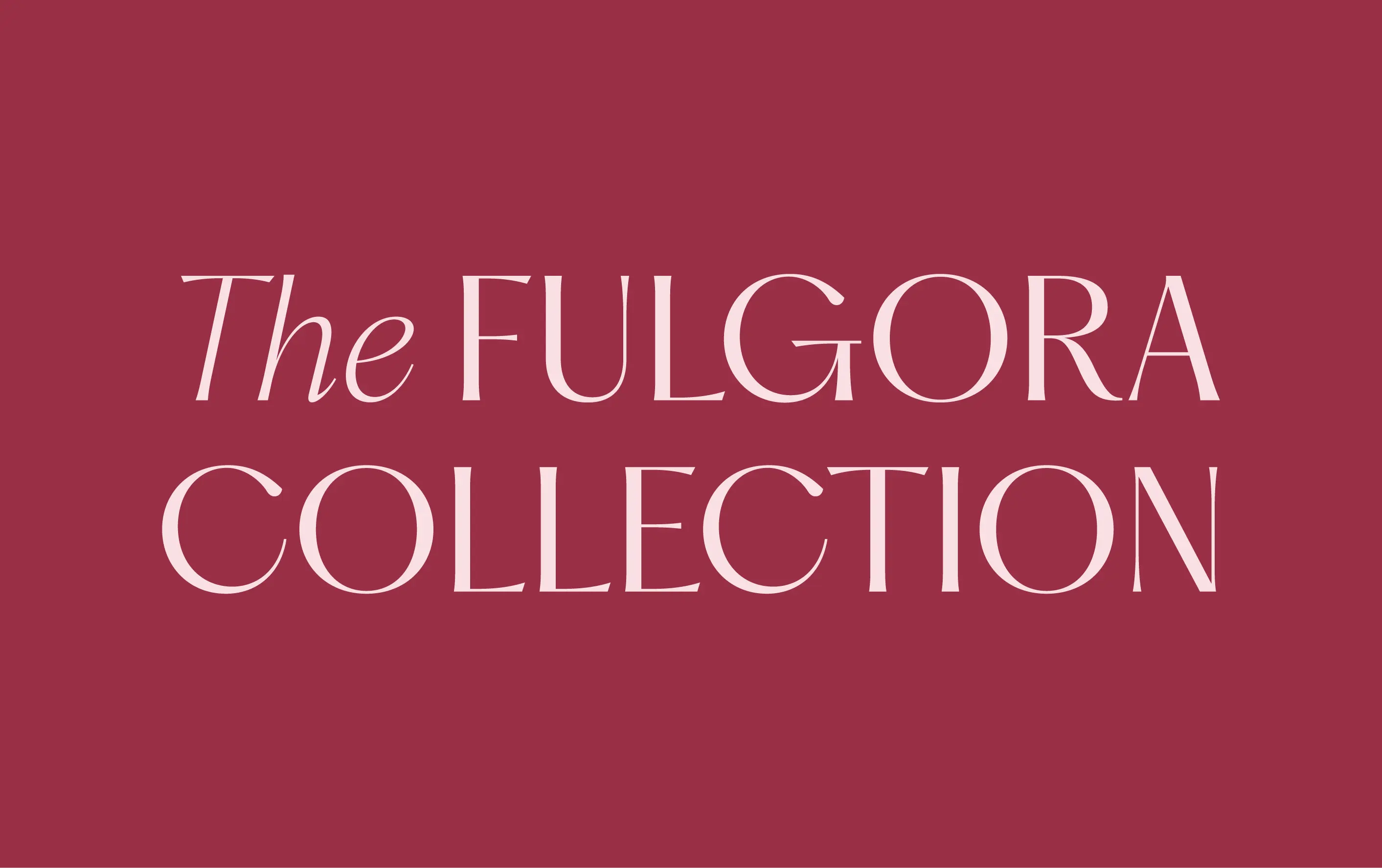 A card for the fulgora collection in light pink text over a mauve background.