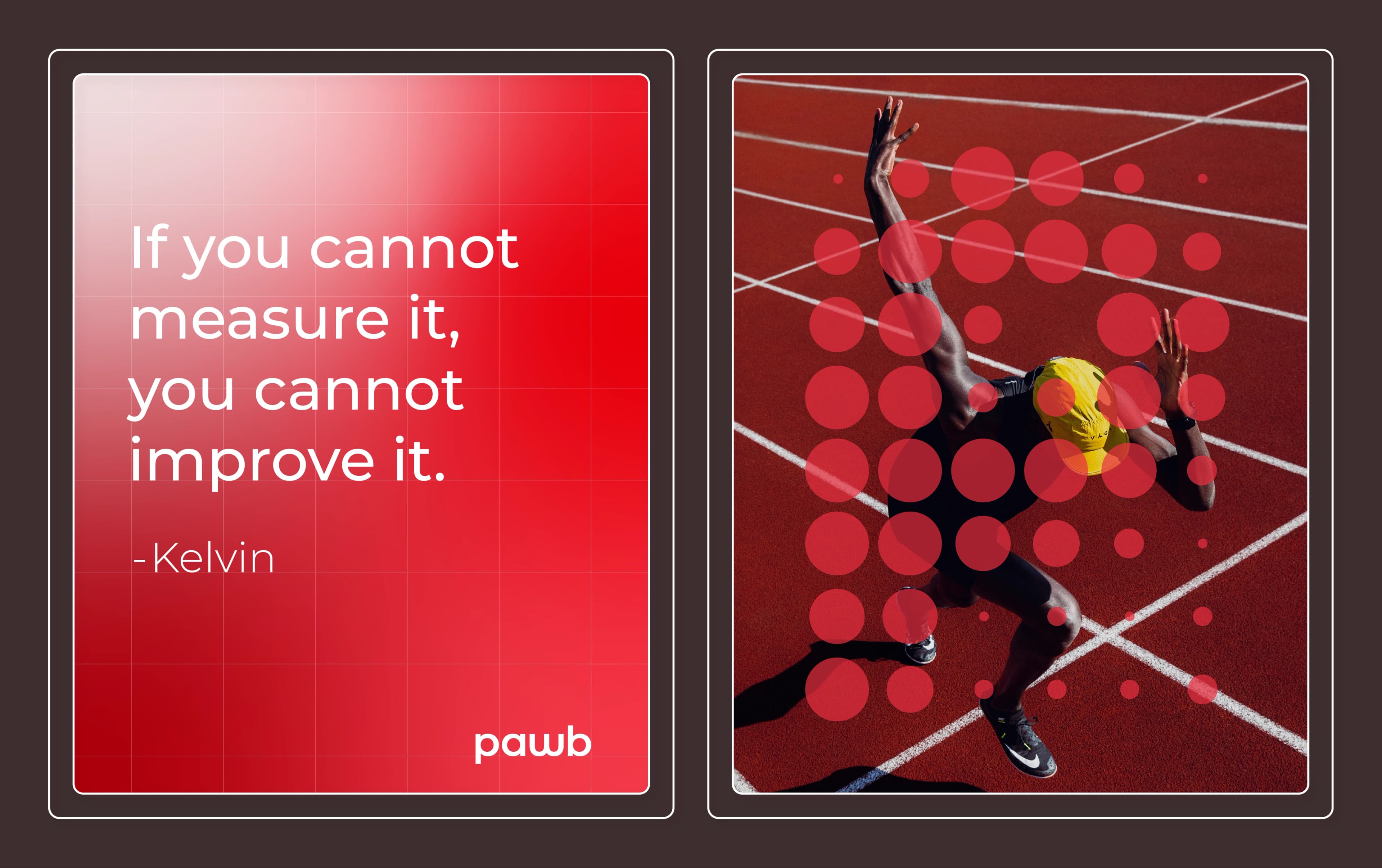 Banner of lord kelvin saying if you cannot measure it, you cannot improve it. Black background